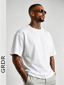 GRDR Men's Summer Solid Color Round Neck Short Sleeve, Fashion Classic Solid Color Short Sleeve, Suitable For Casual Versatile Style - White - View 5