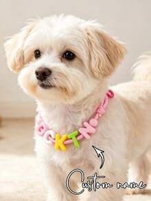 1pc Colorful Customized Letter Dog Collar, Customized Pet Name, Personalized Pet ID Tag, Customized Acrylic Name Tag, Customizable Letter Dog Collar, Birthday Gift, Pet Supplies, Pet Lover Gift, Suitable For Family, Friends And Pets - Grey - View 5