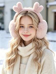 1pc Cute Deer Horn Plush Earmuffs, Foldable Warm Ear Covers For Autumn/Winter, Versatile Outdoor Cold-Proof Ear Warmers For Girls And Students - Multicolor - View 6