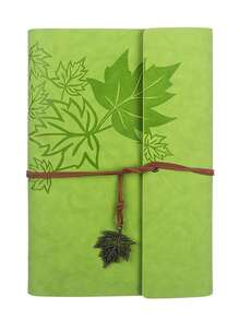 Unisex Diary Notebook, Brown Leather Sketchbook Classic Spiral Bound Notebook, Unlined Kraft Paper Refillable Journal Travel Diary, Suitable For Writing Ideal Gift (Leaf) - Multicolor - View 12