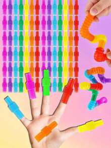 5/10/20Pcs Pop Tubes Random Color Sensory Toys, Fingertip Tubes Christmas Gifts, Connectable, Assembled And Stretchable - Multicolor - View 4