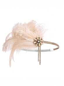 1920s Great Gatsby Accessories Set For Women Flapper Costume Accessories Feather Headband Roaring 20s Accessories Set - Pink - View 9