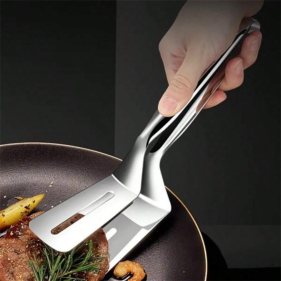 1/2pcs Stainless Steel Multi-Function Steak Grill Tongs, Fish Fryer Spoon Clips, Bread Clips, Suitable For Camping Kitchen Tools - Multicolor - View 1