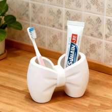 1pc Desktop Bowknot Toothbrush Holder Bathroom Sink Organizer Toothbrush & Toothpaste Rack Storage Stand Box - Multicolor - View 7