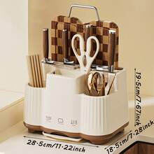 Multifunctional Kitchen Utensil Storage Rack, Countertop Knife Fork Chopstick Holder With Cutting Board Rack, Equipped With Pull-Out Water Tray, Keeps Kitchen Utensils Dry And Hygienic, Greatly Organizes Messy Kitchen Countertop - Multicolor - View 14