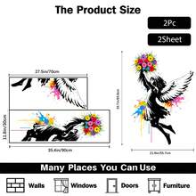4/2/1 Sets Street Art Style Wall Sticker, Angel Girl With Colorful Flower Splash Ink Pattern Multicolor Removable Vinyl Wall Decal, Art Lovers Bedroom Salon Door Decor Popular Aesthetic Home Decorations - Flower Bouquet Angel - View 11