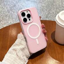 夏季清新色果凍感 2 合 1 磁吸手機殼，相容 iPhone 16 17 16e 17e，磨砂手感防摔硬殼，相容 iPhone 15 14 13 11 16 Pro Max 17 Pro Max 12 - 淺粉色 - 查看 7