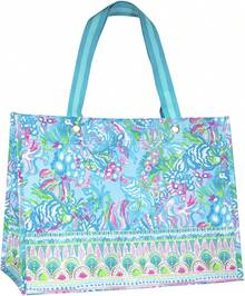 XL Market Shopper Bag, übergroße wiederverwendbare Einkaufstasche mit bequemen Schultergurten, Aqua La Vista 4HDG - 1 - Übersicht 1