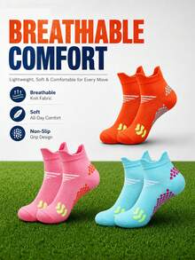 3 Paar Damen Farbblock Polka Dot Slip-On Kurzsocken, rutschfeste Fersen-Seitenstreifen Tennis Sportsocken, atmungsaktive schweißabsorbierende Lässig Kurzsocken - Verschiedenfarbig - Übersicht 2