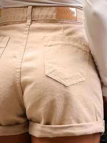 Women Denim Shorts - 米色 - 查看 6