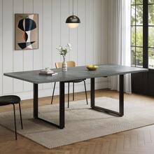 Mesa de comedor extensible con 3 longitudes, 140/180/220*80 cm, apta para 6-10 personas, forma rectangular, patas de metal, estilo sencillo, mesa para comedor, cocina, gris - Gris - Ver 3