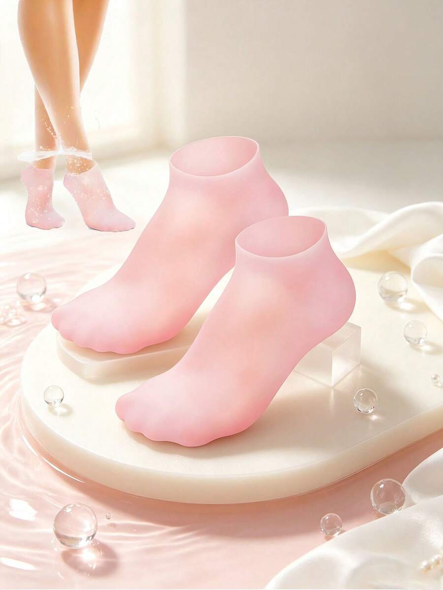 Reusable Soft Silicone Hydrating Foot Mask Socks, Spa Foot CReusable Soft Silicone Hydrating Foot Mask Socks, Waterproof Moisturizing Spa Foot Care Covers, Repeated Use Foot Treatment Sleeves For Repairing Dry Cracked Heels, Rough Dead Skin & Chapped - Multicolor - View 1