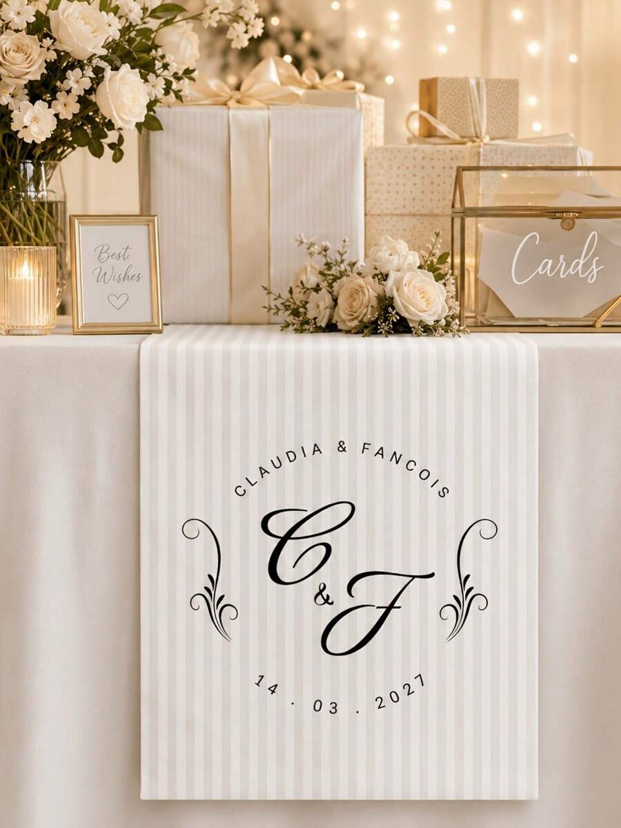 Customized Wedding Table Runner, Suitable For Wedding & Anniversary Decor, Elegant Table Centerpiece, Rectangular Runner For, Party, Dinner Display - Multicolor - View 1