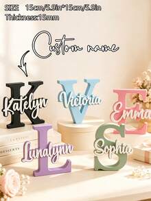 1pc Customized 3D Printed Nameplate Decor - Personalizable Name/Text/Initial, Suitable For Birthday, Wedding, Graduation Gifts, Can Be Used As Office, Home Desktop Decoration Customized Nameplate - Plastic Material, Also Can Be Used As Table Centerpiece, Back To School Gift - Black - View 3
