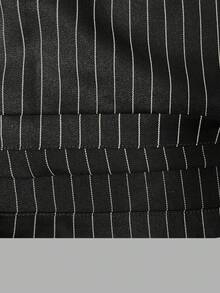 Women's Early Autumn Fashion Dark Gray Commuter Minimalist Blazer With Striped Overlap And Pockets, Suitable For Daily Casual And Formal Occasions, Long Pants - Dark Grey - View 6