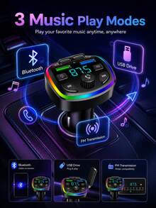 XF.Meraki Car FM Transmitter, Bluetooth 5.4 With RGB Display, Wireless Music And USB Charging, For Car Audio Systems - A - View 6