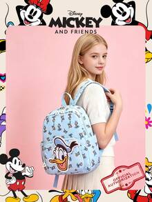 1pc Official Disney Mickey Mouse All Over Print Backpack, Cartoon Pattern School Day Bag With Mickey Head Patch On Front Pocket, Multi-Pocket Casual Backpack, Suitable For Girls/Students/Young People/Fans, Perfect For Back To School, Fashion Campus Commute, Weekend Outings, Theme Park Visits And Daily Casual Activities - Multicolor - View 7