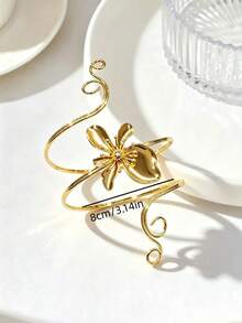 1pc Fashionable Elegant Minimalist Geometric Line Adjustable Flower Bracelet Arm Cuff, Suitable For Daily Wear, Banquet, Party, Gift For Friends - Armband - View 6