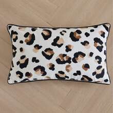 LCUHPCL 1pc American Vintage 3D Embroidered Dual-Color Leopard Print Rectangular Pillow Case With Piping, Suitable For Living Room, Bedroom, Sofa, Car, Party, Restaurant And More - Coffee Brown - View 11