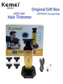 Kemei 两件套电动理发器+修剪器套装，KM-90-4 和 KM-90-5 电动理发器，男士圣诞节和新年礼物，沙龙理发+修剪套装，0mm 精密理发器，胡须修剪器 KM-90-5 - 金色 - 查看 14