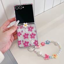 Casing Ponsel Engsel Motif Bunga Daisy Kecil Merah Mawar 3D untuk Galaxy Z Flip3/Flip4/Flip5/Flip6/8 Layar Lipat Perlindungan Anti Jatuh Penuh - MultiWarna - View 2
