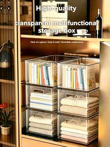 Transparent Large Capacity Storage Box, Acrylic Multifunctional Thickened Desktop Organizer Basket Rectangular Storage Box, Dust-Proof Moisture-Proof Easy To Clean Stackable Stable Strong Load-Bearing, Home Kitchen Bathroom Office Stationery Toys Cosmetics Organization, Essential For Housewives, Students, Renters, Storage Enthusiasts, Housewarming, Holiday Gift, Back To School Season, Practical Item - Multicolor - View 7