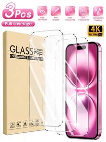 3片裝HD透明鋼化玻璃螢幕保護貼，相容於 17 Pro Max/17 Air/16 Pro Max/16 Plus/15 Pro Max/14 Pro Max/13 Pro Max/13 Mini/12/11 Pro Max/X/XR/XS Max，具備防油防指紋塗層、耐刮損、無氣泡安裝、觸感滑順，可搭配手機殼使用 - 無色 - 查看 21