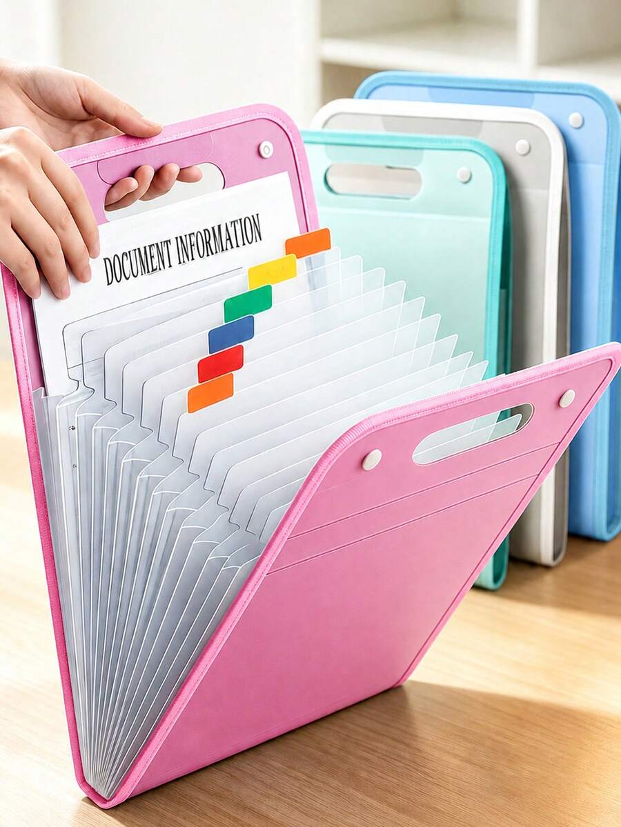 13-Pocket Accordion File Organizer With Color Labels, Expandable File Storage Box, Multi-Functional Durable File Folder For A4 Documents, Portable Large Capacity File Organizer For Home, School And Office - Multicolor - View 1