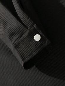 Vancamel Pulse قميص رجالي بلون موحد متعدد الاستخدامات كاجوال نصف مفتوح، قميص كاجوال متعدد الاستخدامات من الكوردروي بلون موحد للرياضات الخارجية - الأسود - مشاهدة 7