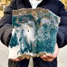 1pc Stunning Crystal Cluster Moss Agate Crystal Raw Stone Slice,Finely Polished,Home Decoration And Addirions,Holiday Gifte,Desktop Ornaments - Multicolor - View 7