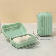 2 piezas Caja de jabón portátil para viajes con tapa + esponja de baño, caja de jabón con función de drenaje, contenedor de almacenamiento de jabón para baño y exteriores - Multicolor - Ver 6