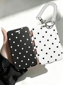 Classic Polka Dot Pattern Card Holder, Suitable For ID Card/Access Card, Gift, Also Suitable For Student ID, Meal Card, Subway Card, Bus Card, Student Pickup Card - Anti-Loss Hard Shell Card Box Card Holder Card Wallet Business Card Holder Credit Card Holder ID Card Holder Women's Card Wallet - Multicolor - View 1