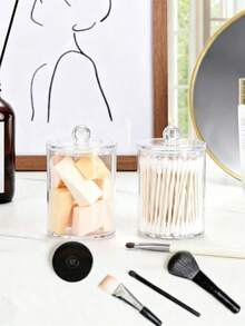 Cotton Swab Storage Box (Plastic Material), Suitable For Vanity Storage, Bathroom Storage, Desktop Storage, Makeup Brush Holder Vanity Accessory, Women's Room Decor, School Use - Multicolor - View 6