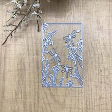 DIY 正方形框架蜻蜓背景紙雕金屬壓花碳鋼沖壓模具，蝕刻切割模版 - MC1457 - 查看 2