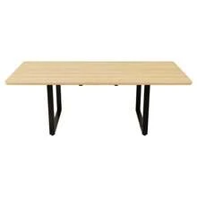 Mesa de comedor extensible con 3 longitudes, 140/180/220*80 cm, apta para 6-10 personas, forma rectangular, patas de metal, estilo sencillo, mesa para comedor, cocina, gris - Color natural - Ver 9