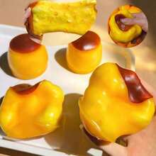 1pc Crunchy Slow Rebound Caramel Pudding Stress Ball, Soft Bead Filled Squeeze Toy, Realistic Handmade Fidget Toy For Adult Stress Relief And Party Favor - Multicolor - View 1