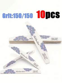 10PCS Nail File Strips, Thin Nail Buffing Bars, Water-Washable Wear-Resistant Nail Files, Nail Shaping And Buffing Tools, Printed Crescent-Shaped Wooden Nail Files, Multiple Styles Available - Multicolor - View 7