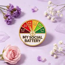 "MY SOCIAL BATTERY" Funny Mood Indicator Lapel Enamel Pins And Brooches Badge Pins For Backpacks Bags Backpack Cool Decoration Friend For Gifts - Multicolor - View 6