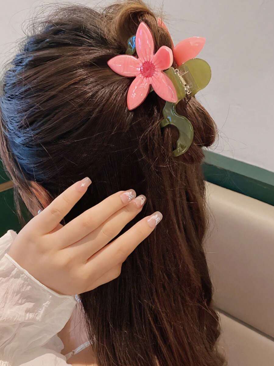 Sweet Romance Large Colorful Flower Hair Claw Mori Style Claw Clips Retro Hair Clips For Women Girls Hair Accessories - Multicolor - View 1