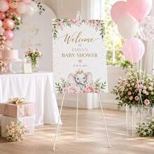 Foldable Metal Tripod Easel Stand, Floor Display Easel Holder For Wedding Welcome Sign, Wooden Signage, Bridal Shower Party Decor, Stable Collapsible Poster Display Rack For Indoor Outdoor Event Decor - White - View 6