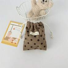 Round Dot Diamond Grid Bow Small Floral Drawstring Pouch, Perfect For Storing Travel Toiletries, And Can Also Be Used As A Decorative Gift Bag Suitable For Storing Lipstick, Accessories, Cosmetics, And Small Items - Multicolor - View 16