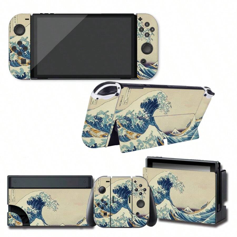 Full Body Vinyl Protective Film Compatible With Switch OLED, Handheld Controller Full Set Stickers, Waterproof Wear-Resistant, Easy Removal Without Residue - View 1