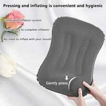 Outdoor Camping Press-Inflated U-Shaped Pillow, Neck Support Pillow, Travel Essential, Foldable Portable Flocked Inflatable Travel Pillow U-Shaped Pillow - Multicolor - View 2