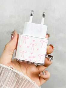 3 buah Casing Pelindung Charger Colokan EU Motif Hati dan Pita Merah Muda, Desain Tipis Transparan Anti Gores, Cangkang Pelindung dengan Cetakan Halus, Tahan Debu dan Anti Jatuh, Hadiah Praktis untuk Pelajar dan Perempuan, Aksesori Charger untuk Komuter, Hadiah Liburan Ideal - Hati pita merah muda [standar Eropa] - View 3