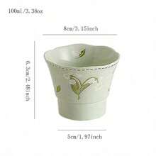 3pcs 130ml Vintage Lily Of The Valley Ceramic Tea Cups, Hand-Painted Hand-Held Ruffled Small Tea Cups, Casual Cups, Afternoon Tea Cups, Suitable For Hosting Guests, Small Capacity Coffee Cups, Home Cups, Restaurant Hand-Held Cups - Lily Of the Valley - View 7