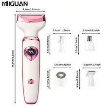 Barbeador Elétrico Feminino, Conjunto de Aparador Recarregável, Barbeador Elétrico Feminino Adequado para Rosto, Nariz, Pernas e Axilas, Aparador de Maiô Bikini Feminino para Uso a Seco e Úmido Indolor, Barbeador Portátil Recarregável, Capacidade da Bateria 500mAh - Visão 4