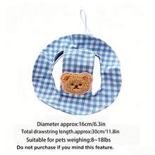 Topi Pelindung Matahari Anjing Motif Kotak-kotak Beruang Kartun, Lubang Telinga yang Dapat Diatur, Topi Hewan Peliharaan Luar Ruangan yang Bernapas untuk Musim Panas, Cocok untuk Anjing dan Kucing Kecil dan Sedang - MultiWarna - View 3