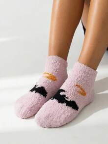 1/2/3/4 Paar Halloween Socken, Kürbis Muster Socken und Fledermaus Muster Damen Socken. Rutschfeste Bodensocken, Socken für den Innenbereich - Verschiedenfarbig - Übersicht 8