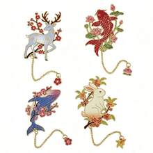 1Piece Retro Hollow Metal Animal Bookmark Vintage Chinese Style Page Marker For Reading Students School Gift Use - Style 1 - View 6