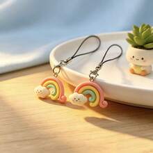 2pcs White Cloud & Rainbow Pendant Phone Charm - Red and White - View 2